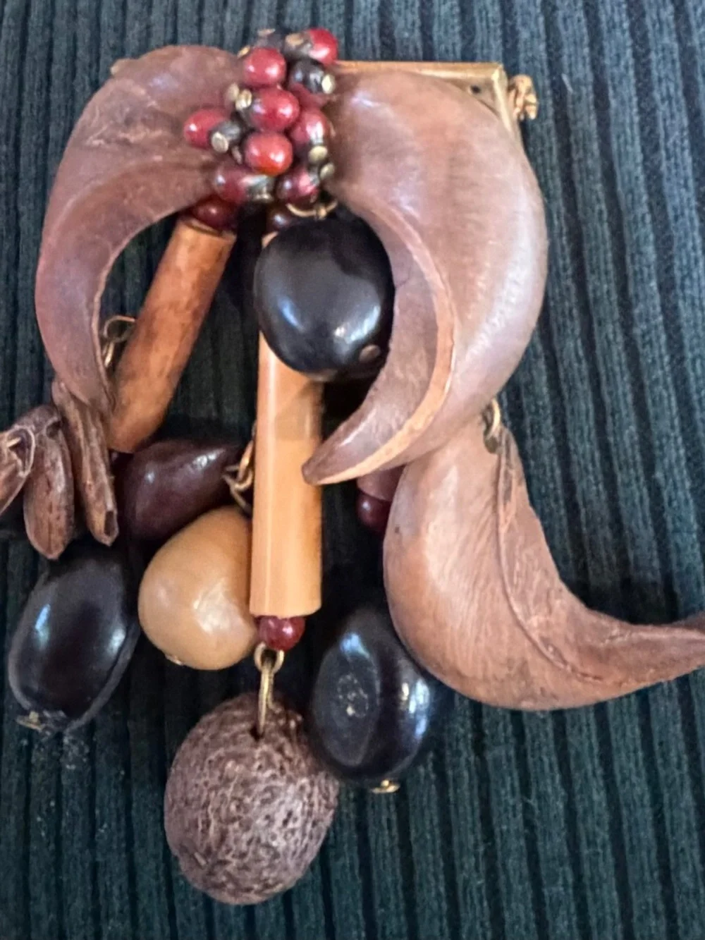 Vintage Hawaiian Seed, Nut & Wooden Pod Brooch